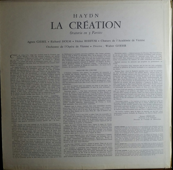 Joseph Haydn , Agnes Giebel , Richard Holm , Heinz Rehfuss , Wiener Akademie Kammerchor , Orchester Der Wiener Staatsoper - La Création | Guilde Internationale Du Disque (MMS-2209) - 2 Joseph Haydn , Agnes Giebel , Richard Holm , Heinz Rehfuss , Wiener Akademie Kammerchor , Orchester Der Wiener Staatsoper - La Création | Guilde Internationale Du Disque (MMS-2209) - 2