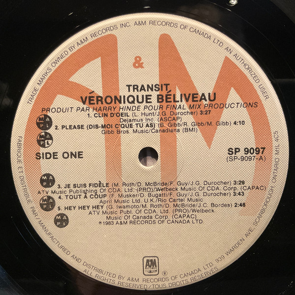 Véronique Béliveau - Transit | A&M Records (SP-9097) - 3 Véronique Béliveau - Transit | A&M Records (SP-9097) - 3