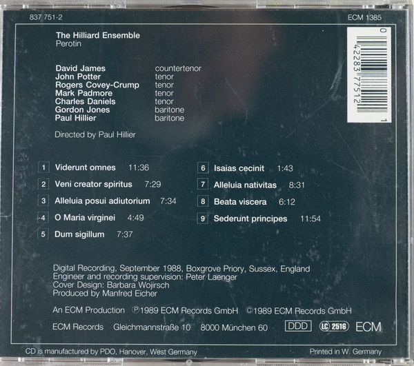Pérotin - The Hilliard Ensemble - Perotin | ECM Records (ECM 1385) - 2 Pérotin - The Hilliard Ensemble - Perotin | ECM Records (ECM 1385) - 2