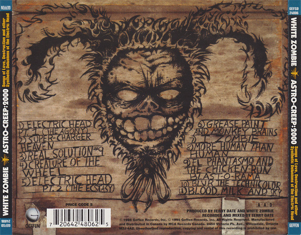 White Zombie - Astro-Creep: 2000 (Songs Of Love, Destruction And Other Synthetic Delusions Of The Electric Head) | Geffen Records (GEFSD 24806) - 2 White Zombie - Astro-Creep: 2000 (Songs Of Love, Destruction And Other Synthetic Delusions Of The Electric Head) | Geffen Records (GEFSD 24806) - 2