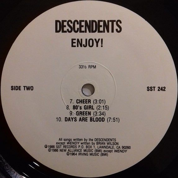 Descendents - Enjoy! [Vinyl] | SST Records (SST 242) - 4