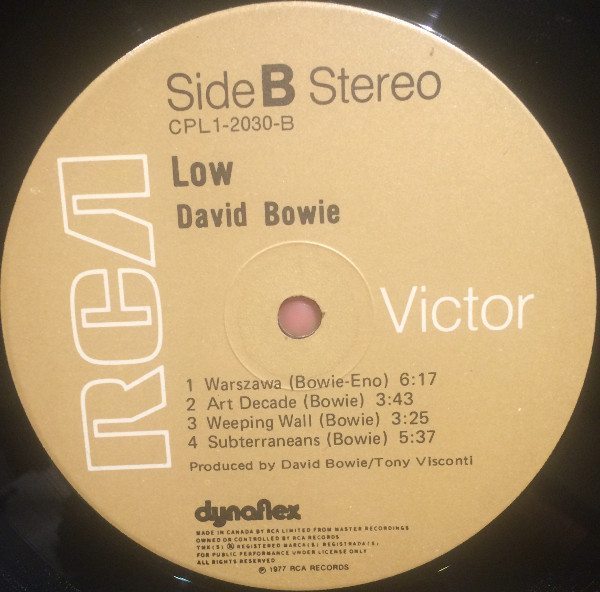David Bowie - Low | RCA (CPL1-2030) - 4 David Bowie - Low | RCA (CPL1-2030) - 4