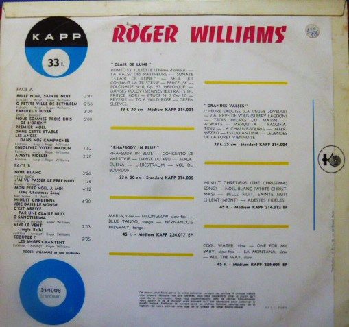 Roger Williams & His Orchestra - Joyeux Noel | Kapp Records (314006 S) - 2 Roger Williams & His Orchestra - Joyeux Noel | Kapp Records (314006 S) - 2
