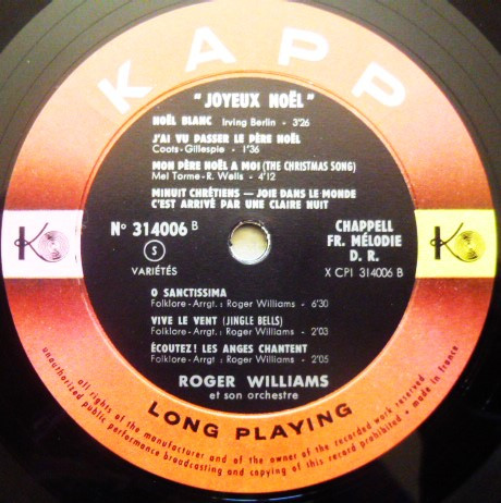 Roger Williams & His Orchestra - Joyeux Noel | Kapp Records (314006 S) - 4 Roger Williams & His Orchestra - Joyeux Noel | Kapp Records (314006 S) - 4