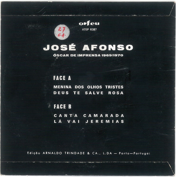 José Afonso - Menina Dos Olhos Tristes | Orfeu (ATEP 6387) - 2