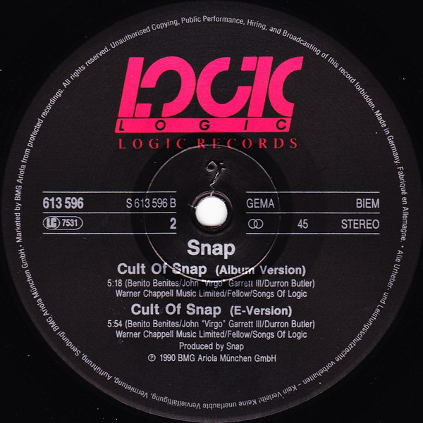 Snap! - Cult Of Snap (World Power Mix) | Logic Records (613 596) - 3 Snap! - Cult Of Snap (World Power Mix) | Logic Records (613 596) - 3