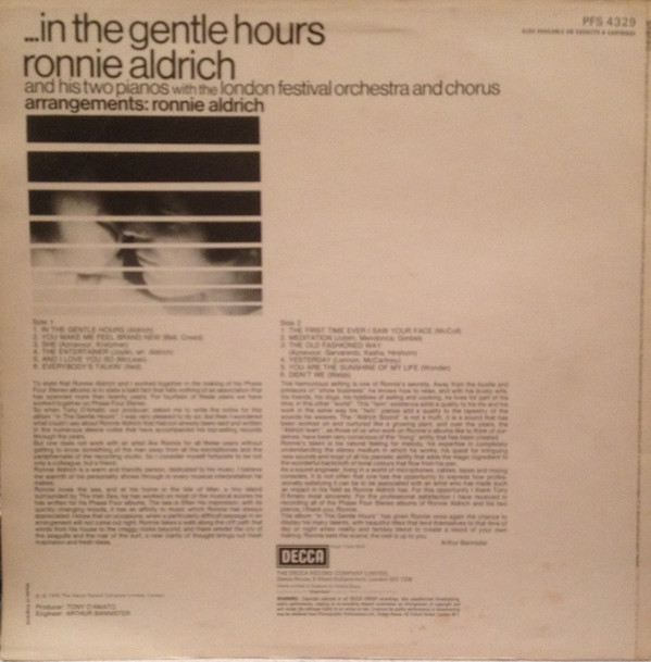 Ronnie Aldrich And His Two Pianos With The London Festival Orchestra And The London Festival Chorus - ...In The Gentle Hours | Decca (PFS 4329) Ronnie Aldrich And His Two Pianos With The London Festival Orchestra And The London Festival Chorus - ...In The Gentle Hours | Decca (PFS 4329)