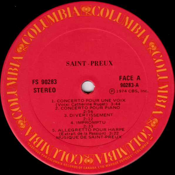 Saint-Preux - Concerto Pour Une Voix | Columbia (FS 90283) - 3