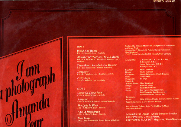 Amanda Lear - I Am A Photograph | Ariola (5025 473) - 2