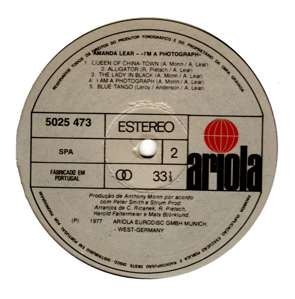 Amanda Lear - I Am A Photograph | Ariola (5025 473) - 4