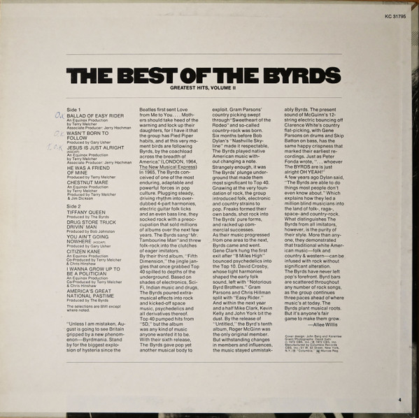 The Byrds - The Best Of The Byrds - Greatest Hits, Volume II | Columbia (C 31795) - 2