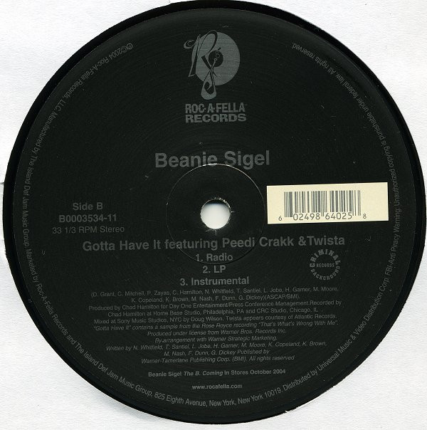 Beanie Sigel - Gotta Have It | Roc-A-Fella Records (B0003534-11) - main Beanie Sigel - Gotta Have It | Roc-A-Fella Records (B0003534-11) - main