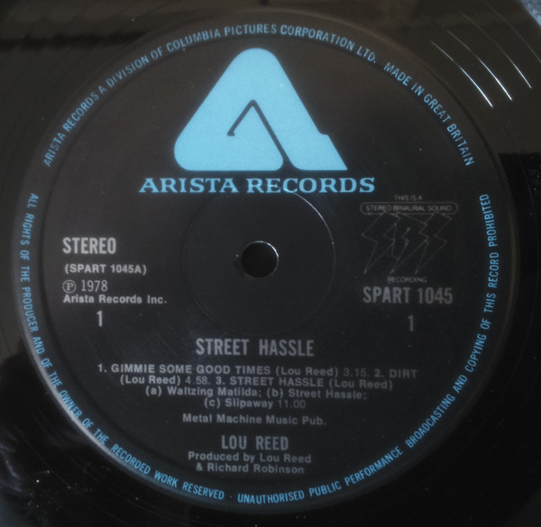 Lou Reed - Street Hassle | Arista (SPART 1045) - 3 Lou Reed - Street Hassle | Arista (SPART 1045) - 3