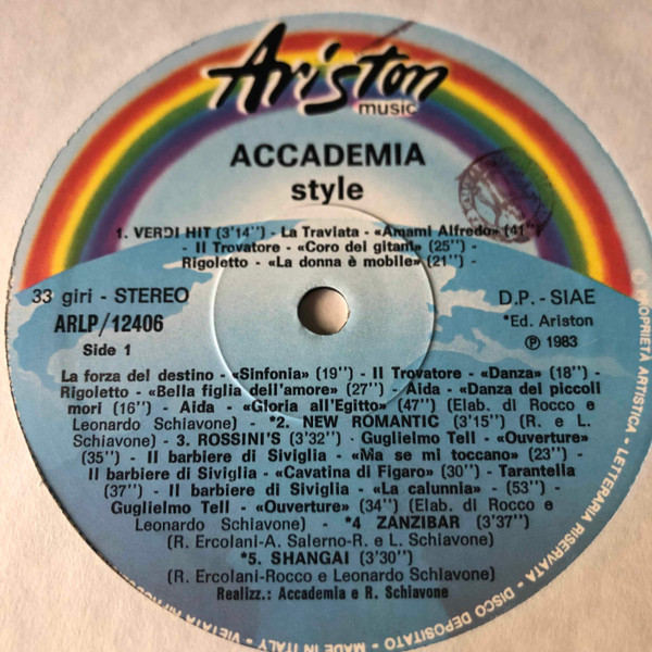 Accademia - Accademia Style | Ariston Music (ARLP 12406) - main