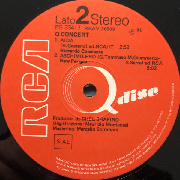 Riccardo Cocciante / Rino Gaetano / New Perigeo - Q Concert | RCA (PG 33417) - 4