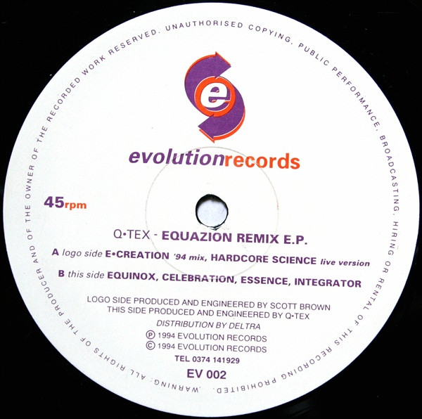 Q-Tex - Equazion Remix E.P. | Evolution Records (EV 002) - main Q-Tex - Equazion Remix E.P. | Evolution Records (EV 002) - main