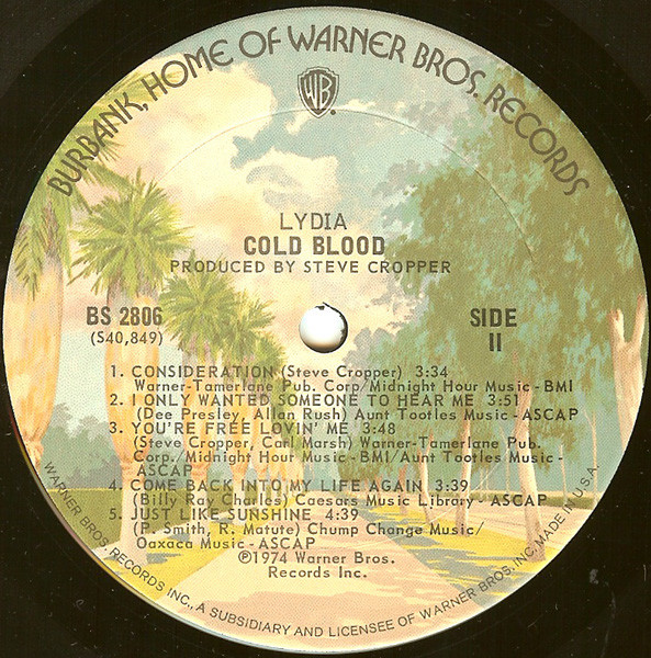 Cold Blood - Lydia | Warner Bros. Records (BS 2806) - 4