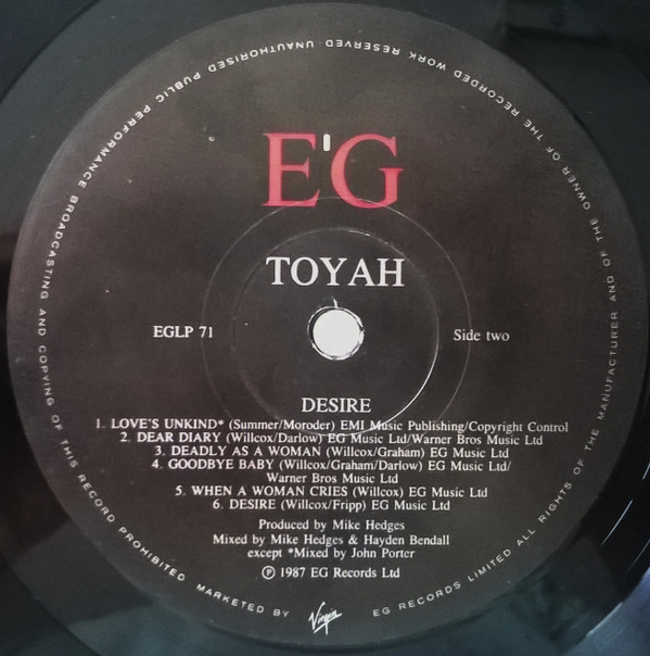 Toyah - Desire | EG (EGLP 71) - 3 Toyah - Desire | EG (EGLP 71) - 3