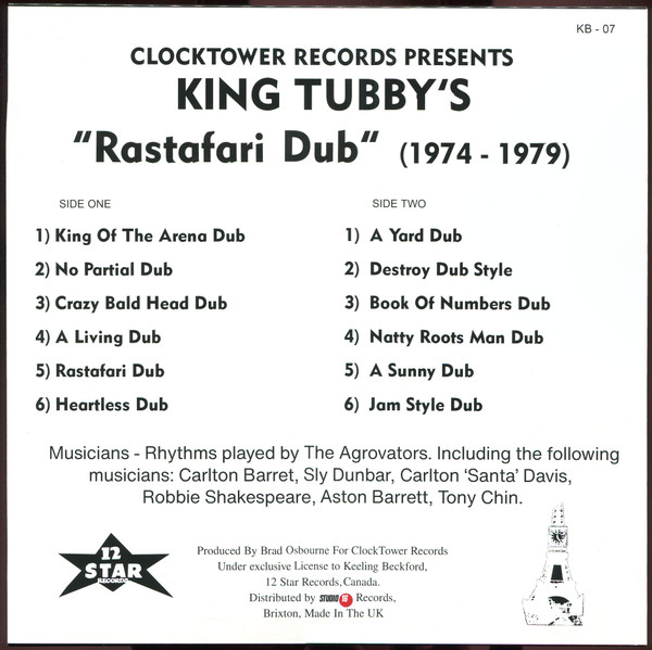 King Tubby - King Tubby's "Rastafari Dub" (1974 - 1979) | 12 Star Records (KB-07)