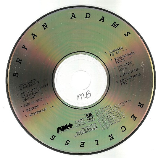 Bryan Adams - Reckless | A&M Records (CD 5013) - 2
