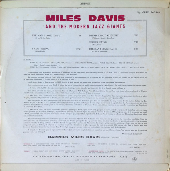 Miles Davis And The Modern Jazz Giants - The Man I Love | Prestige (CPRX 240.745) - 2 Miles Davis And The Modern Jazz Giants - The Man I Love | Prestige (CPRX 240.745) - 2