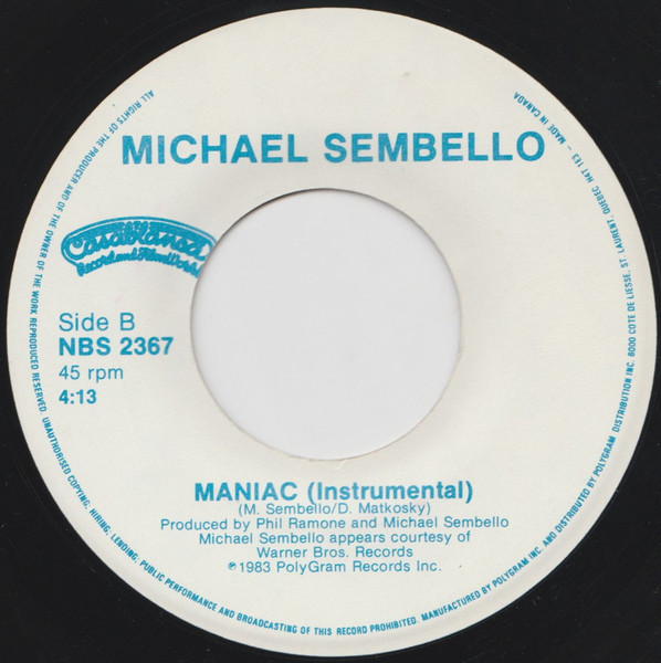 Michael Sembello - Maniac (7") [Vinyl] | Casablanca (NBS 2367) - 2