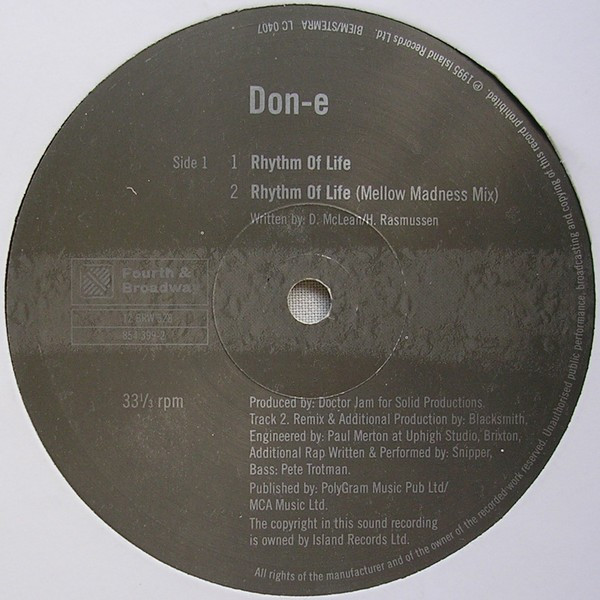 DON-E - Rhythm Of Life | 4th & Broadway (12 BRW 328) - 2