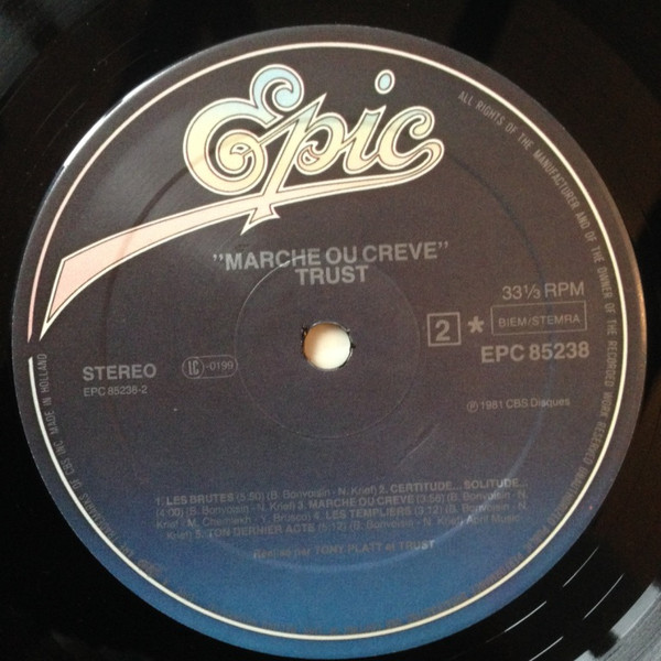 Trust - Marche Ou Crève | Epic (EPC 85238) - 4