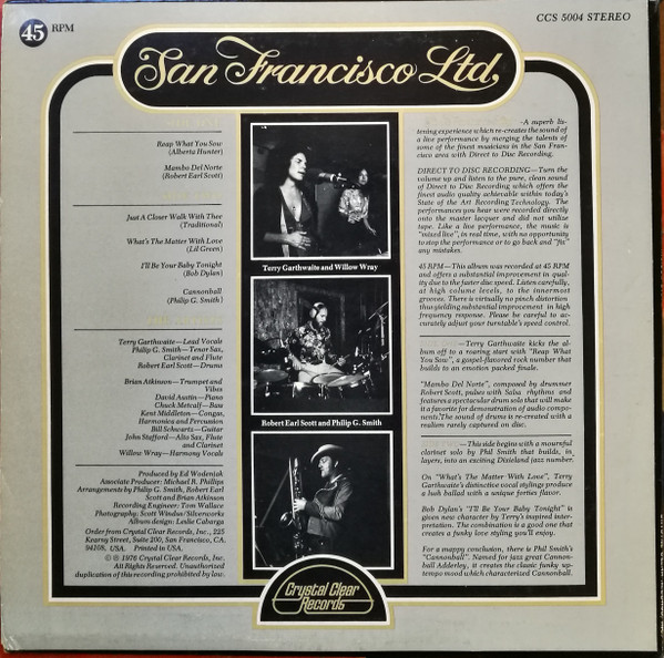 San Francisco Ltd. - San Francisco Ltd. | Crystal Clear Records (CCS 5004) - 2 San Francisco Ltd. - San Francisco Ltd. | Crystal Clear Records (CCS 5004) - 2