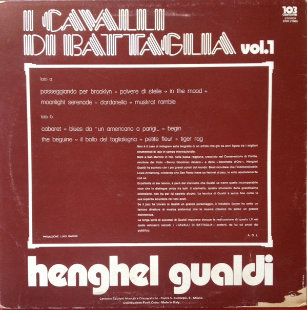 Henghel Gualdi - I Cavalli Di Battaglia - Vol. 1 | Centotre (CNT 27005) - main
