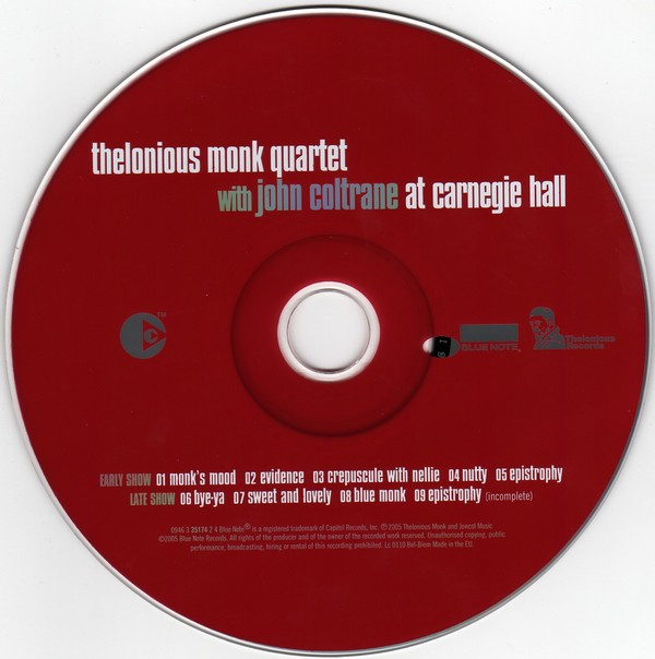 The Thelonious Monk Quartet With John Coltrane - At Carnegie Hall | Blue Note (0946 3 35174 2 4) - main