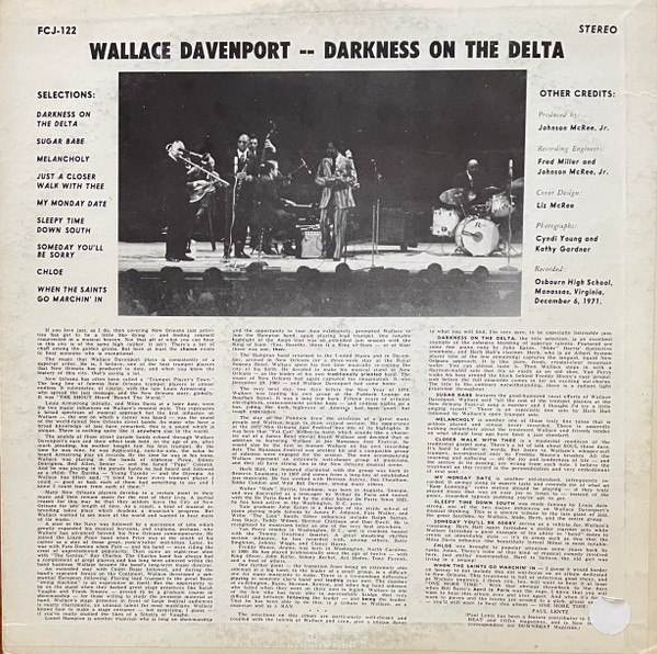 Wallace Davenport - Darkness On The Delta | Fat Cat's Jazz (FCJ-122) - 2