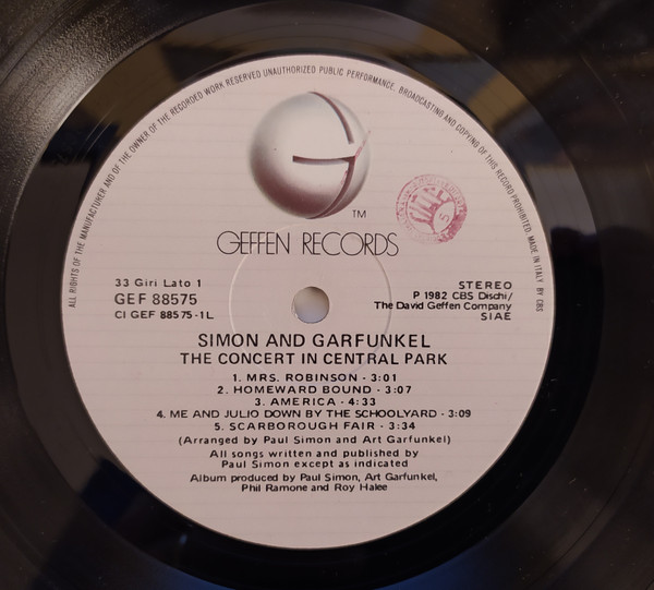Simon & Garfunkel - The Concert In Central Park | Geffen Records (GEF 88575) - 4 Simon & Garfunkel - The Concert In Central Park | Geffen Records (GEF 88575) - 4