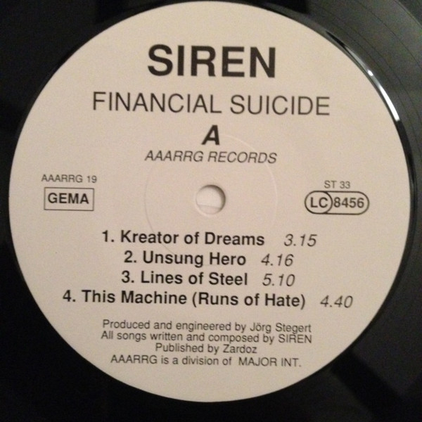 Siren - Financial Suicide | Aaarrg Records (AAARRG 18) - 3