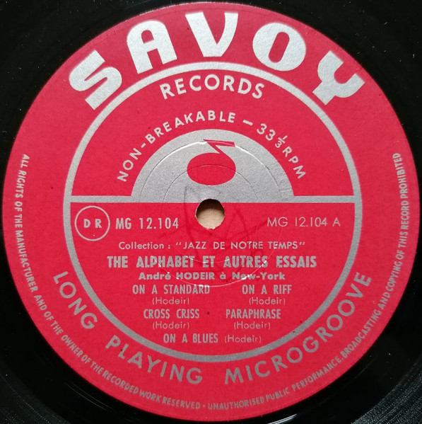 André Hodeir - The Alphabet Et Autres Essais / André Hodeir à New York | Savoy Records (MG 12104) - 3 André Hodeir - The Alphabet Et Autres Essais / André Hodeir à New York | Savoy Records (MG 12104) - 3