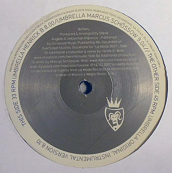 Steve Angello & Sebastian Ingrosso - Umbrella (Remixes) | Vendetta Records (VENMX 839R (N)) - 2