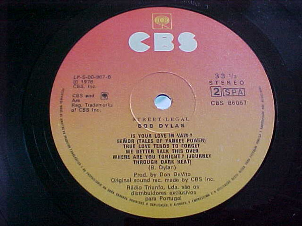 Bob Dylan - Street Legal | CBS (CBS 86067) - 3