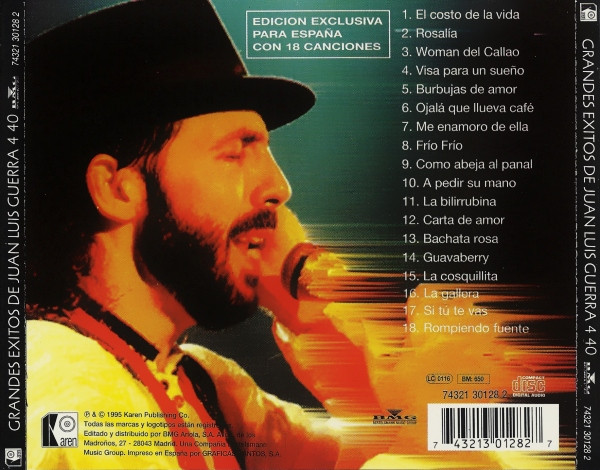 Juan Luis Guerra 4.40 - Grandes Éxitos De Juan Luis Guerra 4 40 | Karen Records (74321 30128 2) - 3