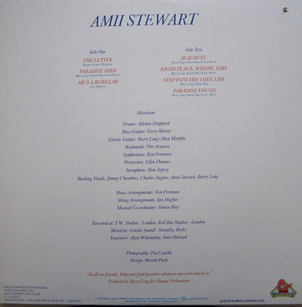Amii Stewart - Paradise Bird [Vinyl] | Ariola Records America (SW 50072) - 2