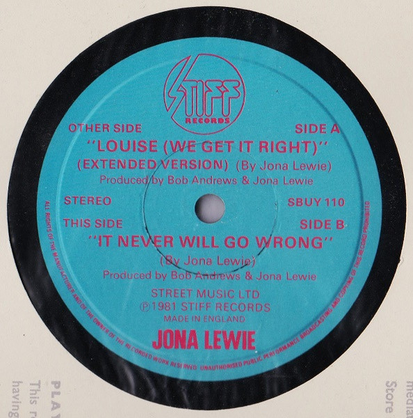 Jona Lewie - Louise (We Get It Right) | Stiff Records (SBUY 110) - 4 Jona Lewie - Louise (We Get It Right) | Stiff Records (SBUY 110) - 4