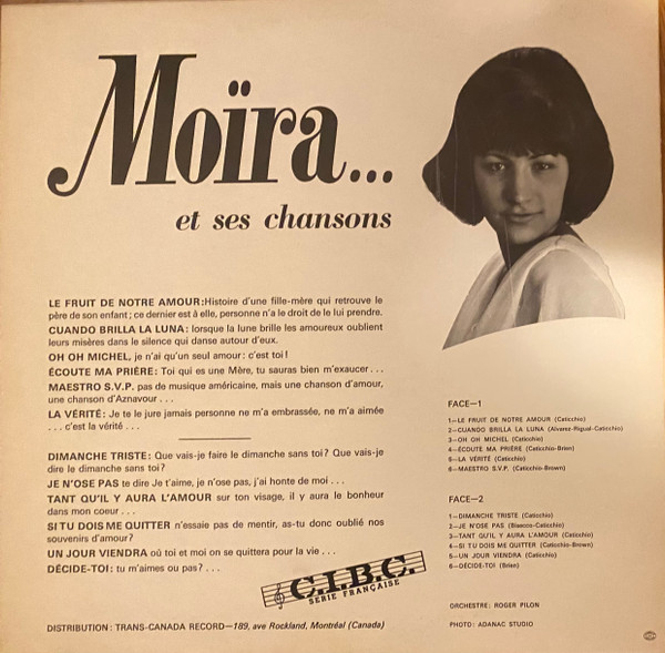 Moïra - Et Ses Chansons | C.I.B.C. (CIBC-TSF-1321) - 2 Moïra - Et Ses Chansons | C.I.B.C. (CIBC-TSF-1321) - 2