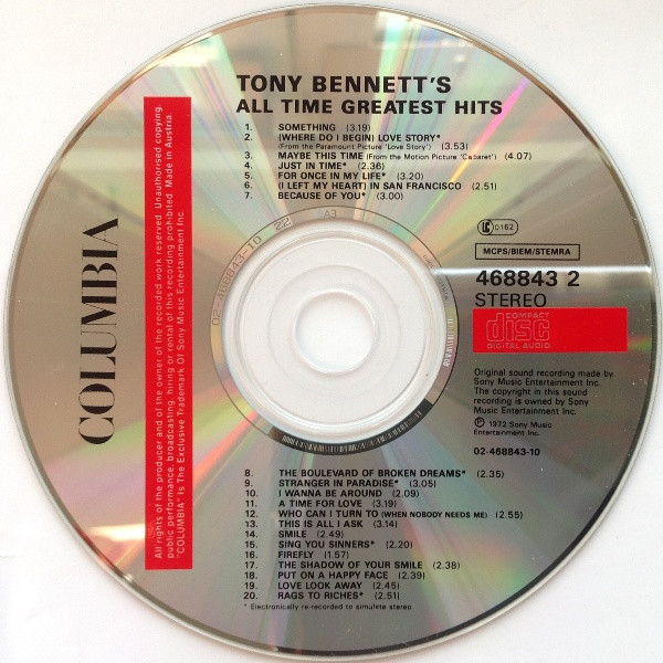 Tony Bennett - Tony Bennett's All Time Greatest Hits | Columbia (468843 2) - 4
