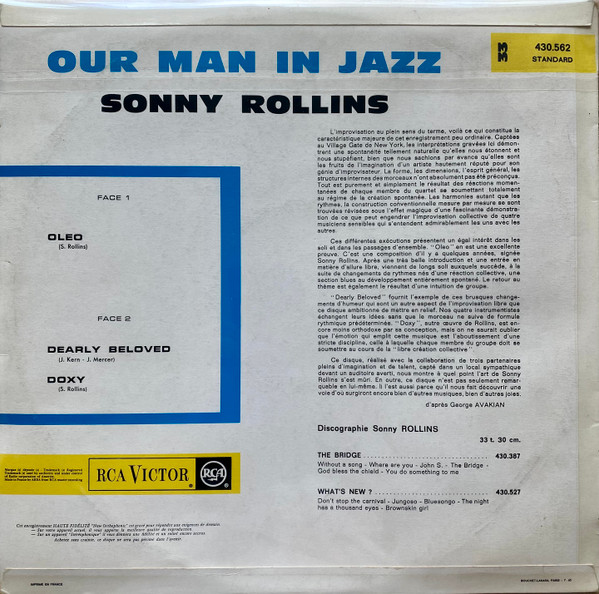 Sonny Rollins - Our Man In Jazz | RCA Victor (430.562 S) - 2