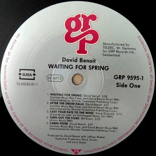 David Benoit - Waiting For Spring | GRP (GRP-9595-1) - 3 David Benoit - Waiting For Spring | GRP (GRP-9595-1) - 3