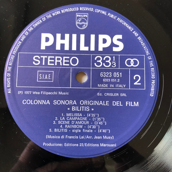 Francis Lai - Bilitis (Colonna Sonora Originale Del Film) | Philips (6323051 A) - 2 Francis Lai - Bilitis (Colonna Sonora Originale Del Film) | Philips (6323051 A) - 2