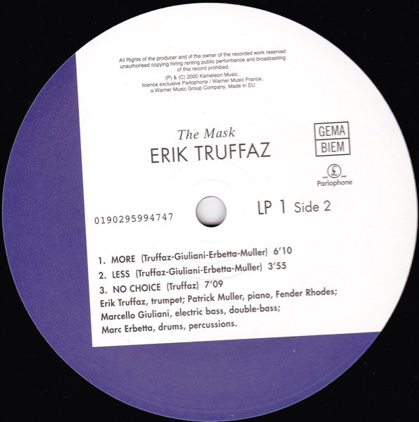 Erik Truffaz With Patrick Muller / Marcello Giuliani / Marc Erbetta - The Mask | Parlophone (0190295994747) - 4 Erik Truffaz With Patrick Muller / Marcello Giuliani / Marc Erbetta - The Mask | Parlophone (0190295994747) - 4