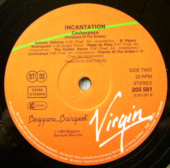 Incantation - Cacharpaya (Panpipes Of The Andes) | Beggars Banquet (205 581-320) - 3 Incantation - Cacharpaya (Panpipes Of The Andes) | Beggars Banquet (205 581-320) - 3