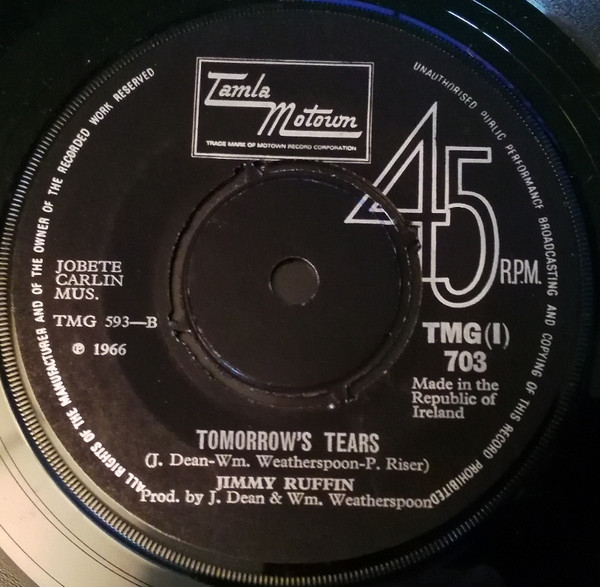 Jimmy Ruffin - I've Passed This Way Before / Tomorrow's Tears | Tamla Motown (TMG(I) 703) - 2