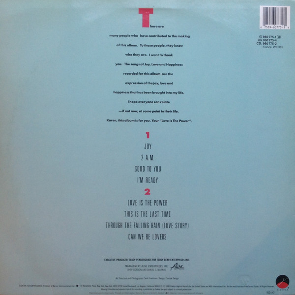 Teddy Pendergrass - Joy | Elektra (960 775-1) - 2 Teddy Pendergrass - Joy | Elektra (960 775-1) - 2