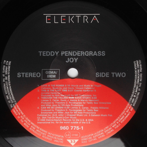 Teddy Pendergrass - Joy | Elektra (960 775-1) - 4 Teddy Pendergrass - Joy | Elektra (960 775-1) - 4